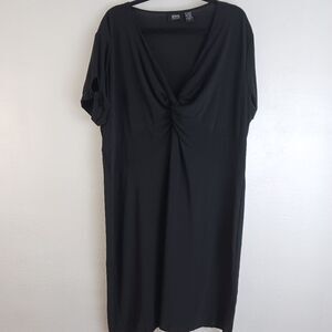 Allison Morgan tie fron short sleeve black dress size 24